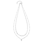 Pre-Layered Chains Necklace with a Solitaire Zirconia Charm Pendant