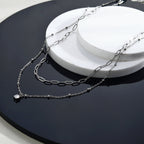 Pre-Layered Chains Necklace with a Solitaire Zirconia Charm Pendant