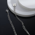 Pre-Layered Chains Necklace with a Solitaire Zirconia Charm Pendant
