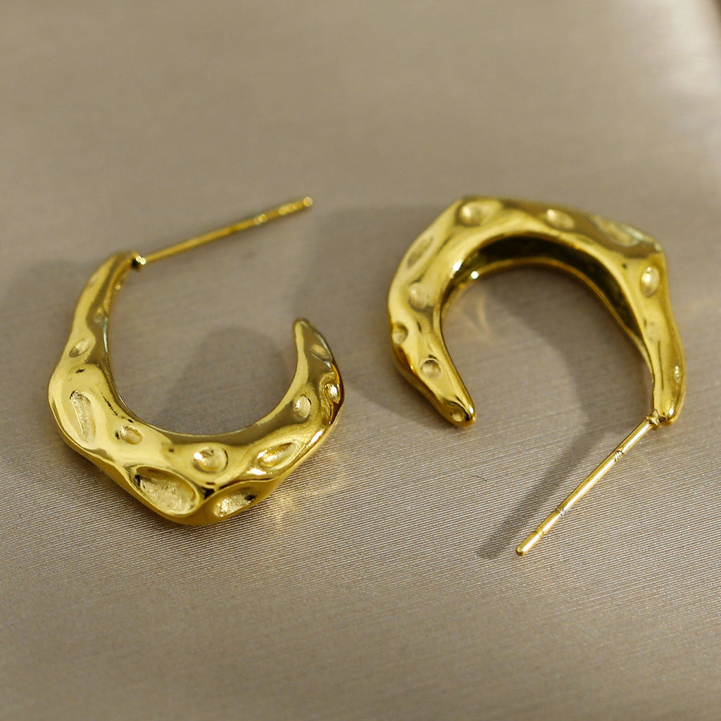 SADE Hammered Finish Mini Hoop Gold Earrings