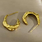 SADE Hammered Finish Mini Hoop Gold Earrings