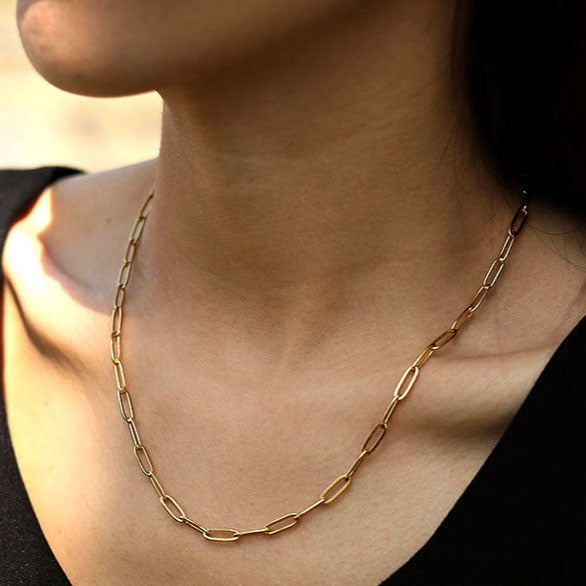 Essential Gold Chain Link Paper-Clip Necklace