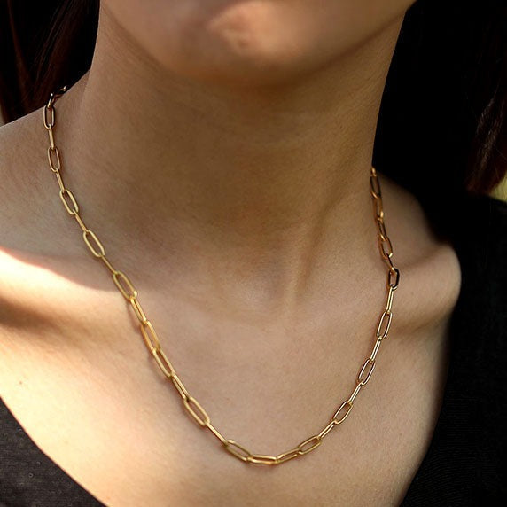 Essential Gold Chain Link Paper-Clip Necklace