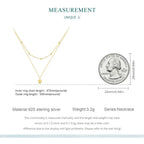 925 Sterling Silver Double Layer Heart Pendant Choker Necklace