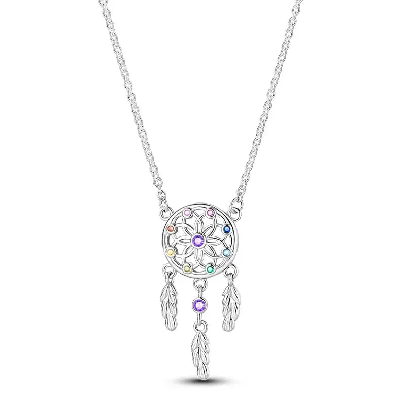 Dream Catcher Sterling Silver Pendant Necklace