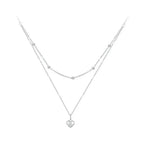925 Sterling Silver Double Layer Heart Pendant Choker Necklace
