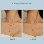 925 Sterling Silver Double Layer Heart Pendant Choker Necklace