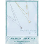 925 Sterling Silver Double Layer Heart Pendant Choker Necklace