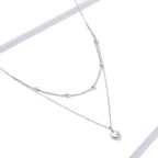 925 Sterling Silver Double Layer Heart Pendant Choker Necklace