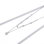925 Sterling Silver Double Layer Heart Pendant Choker Necklace