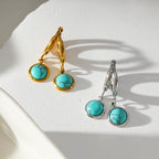 Vintage Inspired Natural Stone Drop Hoop Earrings
