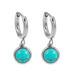 Vintage Inspired Natural Stone Drop Hoop Earrings