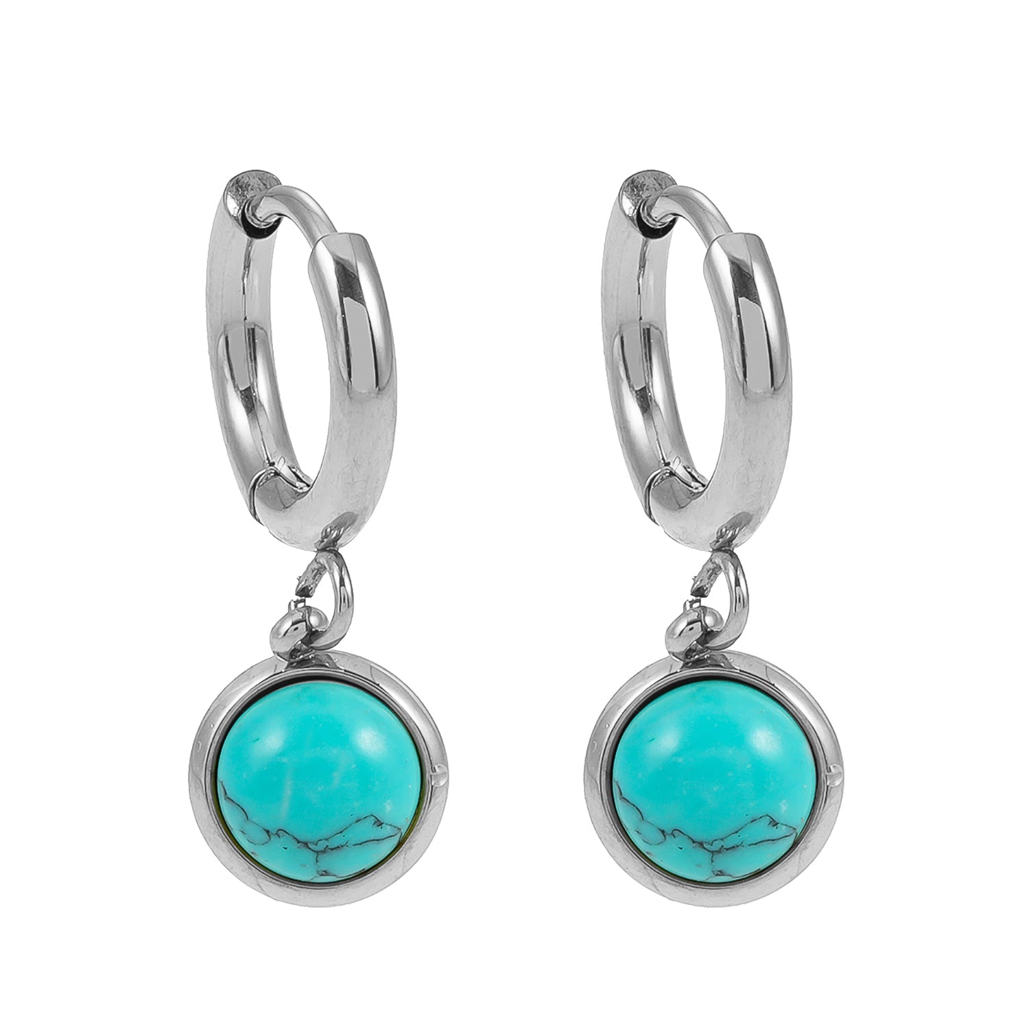 Vintage Inspired Natural Stone Drop Hoop Earrings