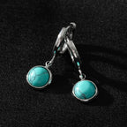 Vintage Inspired Natural Stone Drop Hoop Earrings