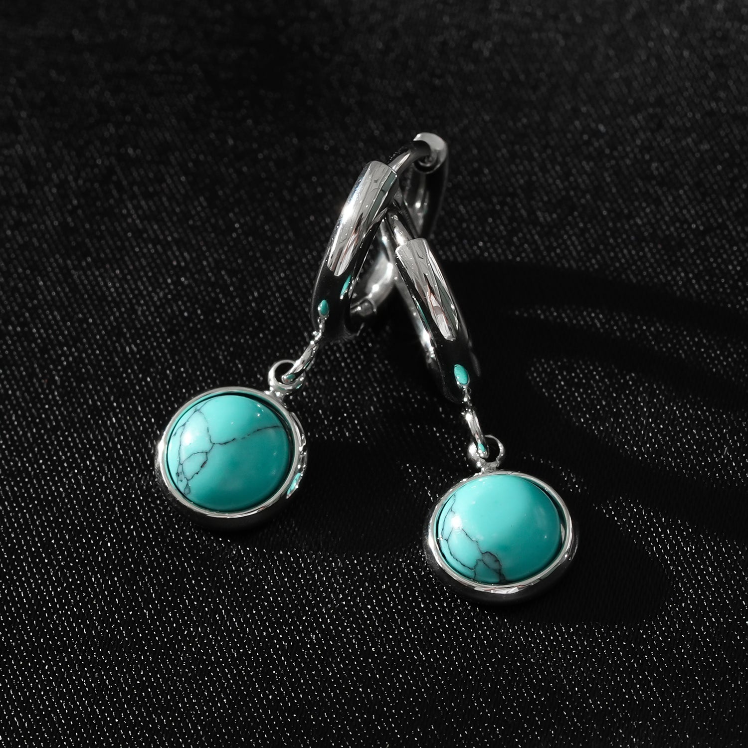 Vintage Inspired Natural Stone Drop Hoop Earrings