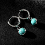Vintage Inspired Natural Stone Drop Hoop Earrings