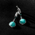Vintage Inspired Natural Stone Drop Hoop Earrings