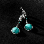 Vintage Inspired Natural Stone Drop Hoop Earrings