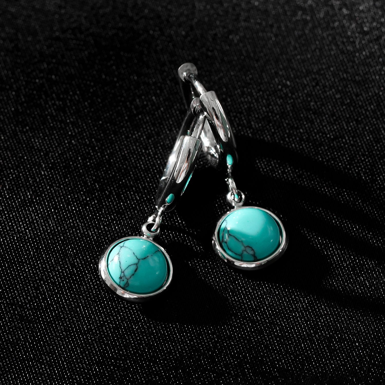 Vintage Inspired Natural Stone Drop Hoop Earrings
