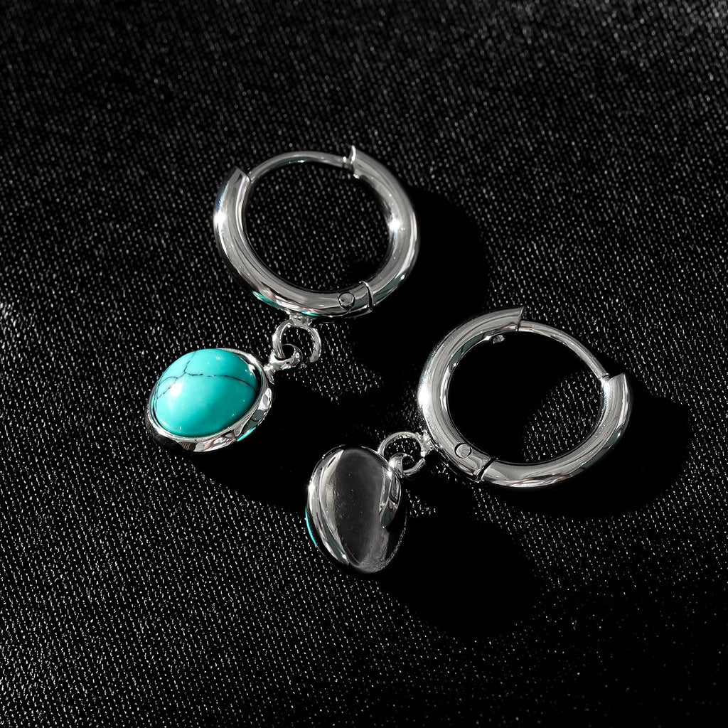 Vintage Inspired Natural Stone Drop Hoop Earrings
