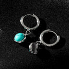 Vintage Inspired Natural Stone Drop Hoop Earrings