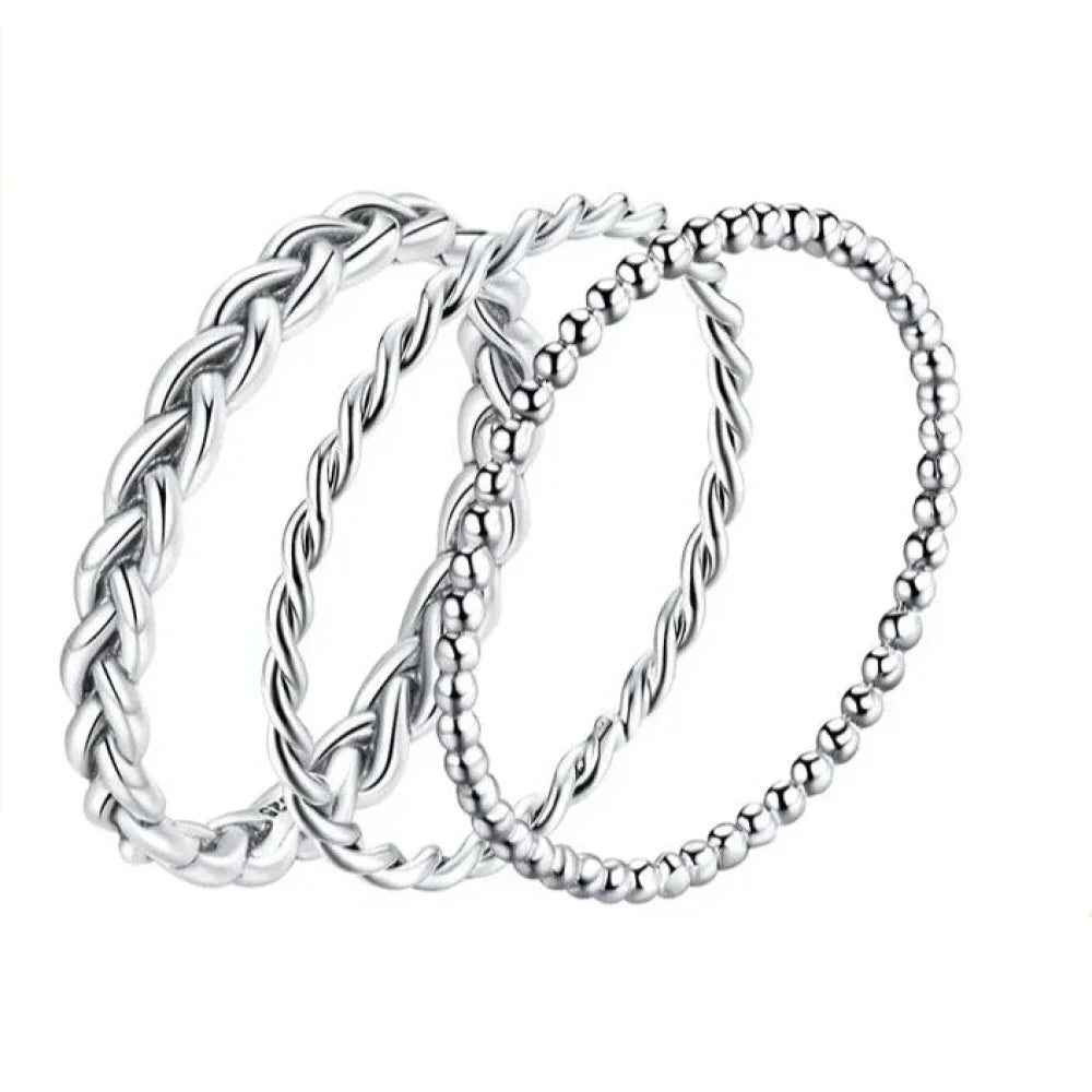 Sterling Silver Braided Twisted Eternity Band Stackable Ring