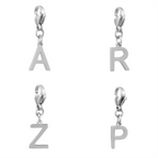 SOLID LETTER MINI CHARMS A–Z in SILVER (White Gold): Dainty Initial Alphabet Pendant for Necklaces & Bracelets — $12.50