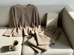 Relaxed French Terry Matching Lounge Set For Women 2PC In Latte