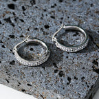 Style YARA: 'Pavé All the Way' Zirconia Hoop Earrings (Small Size) Silver