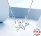 Connected Hearts: Sterling Silver Star/Heart/Cat Pendant Necklace
