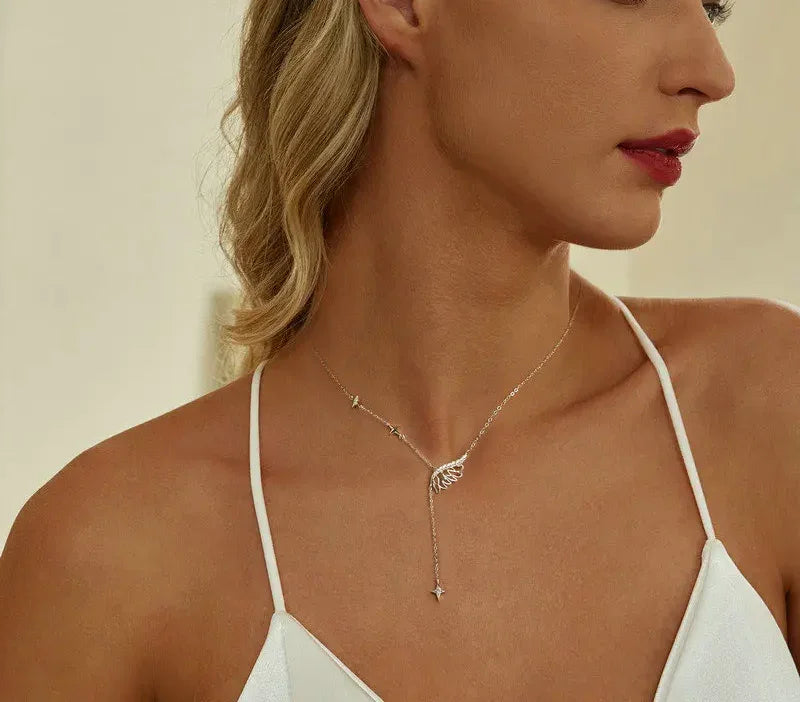 Angelic Elegance: Sterling Silver Angel Wing Necklace