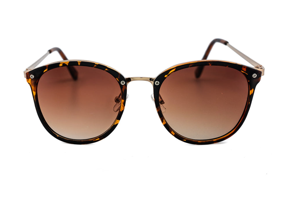 Round Brown Gradient Sunglasses