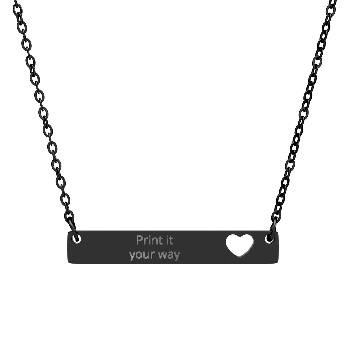 Cutout Heart Bar NAME Necklace —  Engraved Bar Pendant