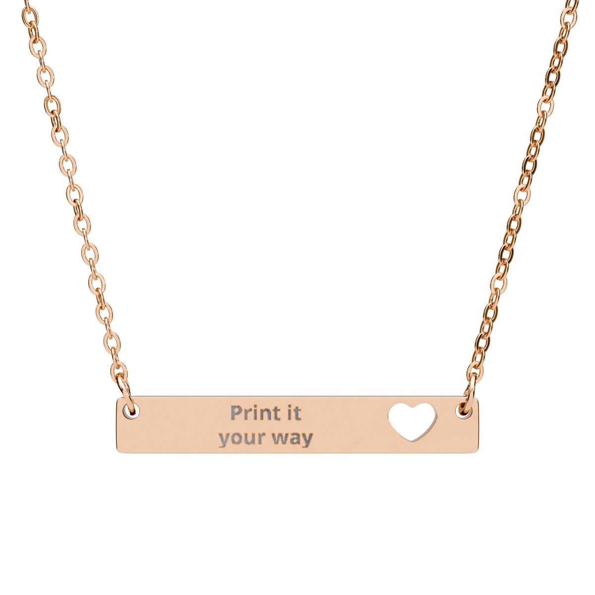 Cutout Heart Bar NAME Necklace —  Engraved Bar Pendant