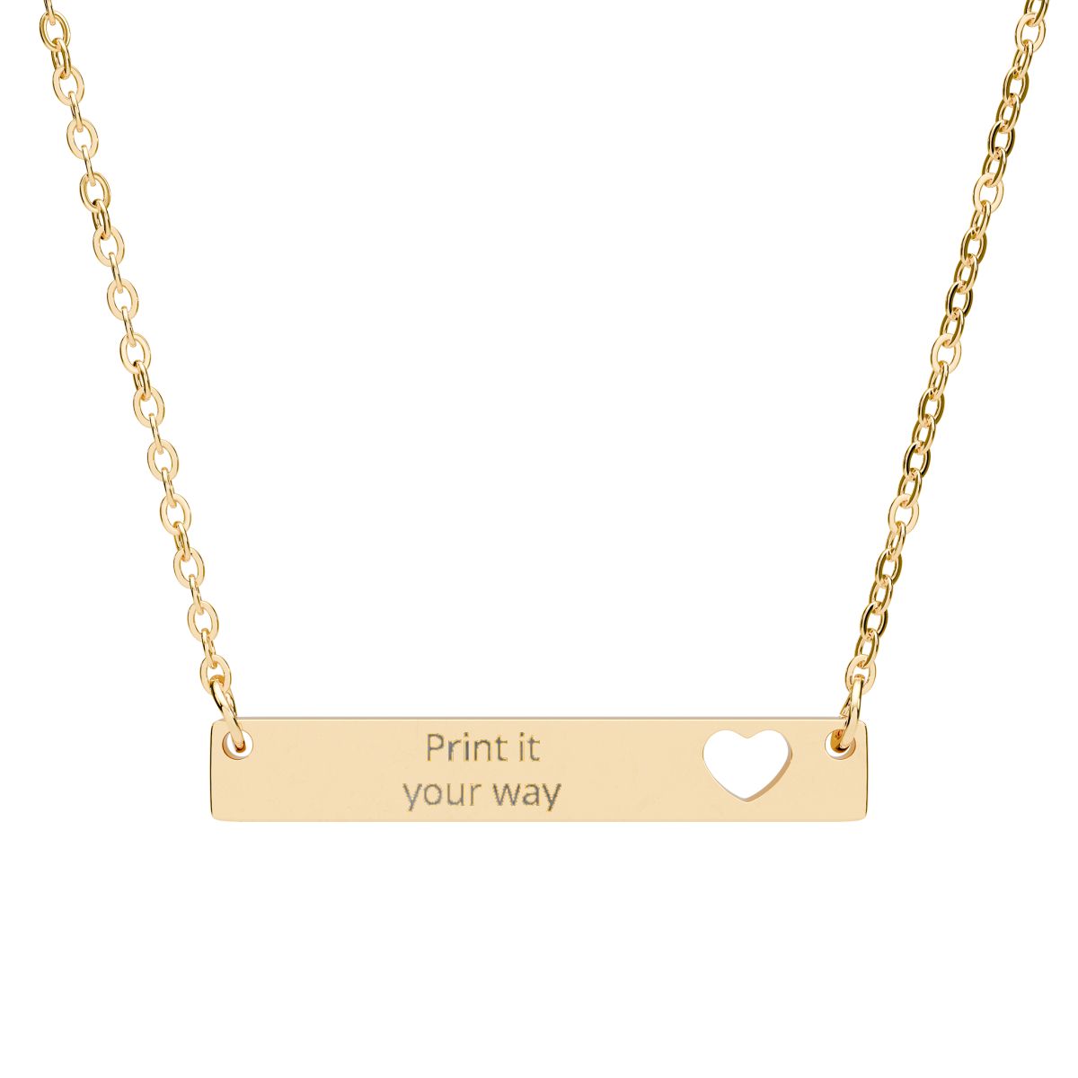 Cutout Heart Bar NAME Necklace —  Engraved Bar Pendant