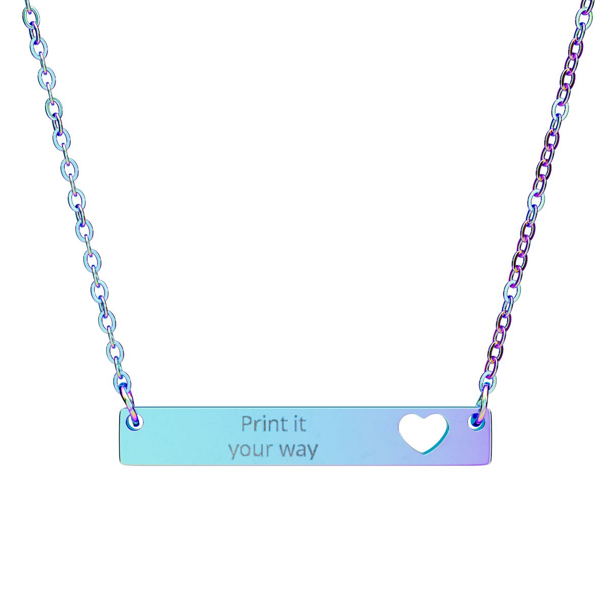 Cutout Heart Bar NAME Necklace —  Engraved Bar Pendant