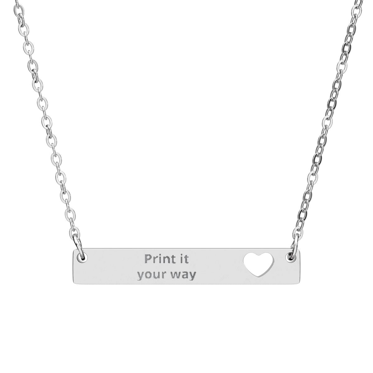 Cutout Heart Bar NAME Necklace —  Engraved Bar Pendant